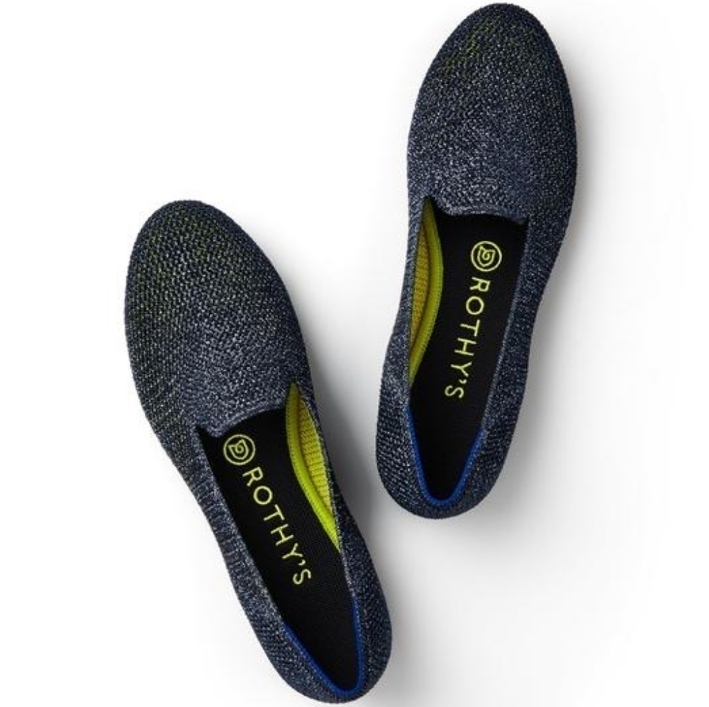 Rothy's Metallic Lattice Stitch 2019 holiday limited edition navy loafer…